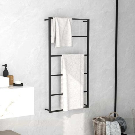 Porte-serviette Porte-serviettes de salle de bain Noir 60x10x116 cm Acier 98504 (1/5)