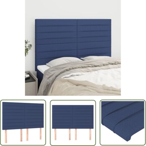 Lot de 4 Têtes de lit Armoires de tête de lit Bleu 72x5x78/88 cm Tissu 63252 (1/5)