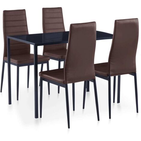 Ensemble Table + 4 chaises - Table à manger avec Chaises Marron BV466852 - BonneVie (1/5)