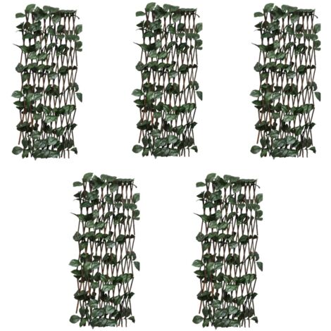 Lot de 5 Clôtures à treillis de saule  Clôture de jardin Panneau de clôture feuille artificielle 180x60cm 78879