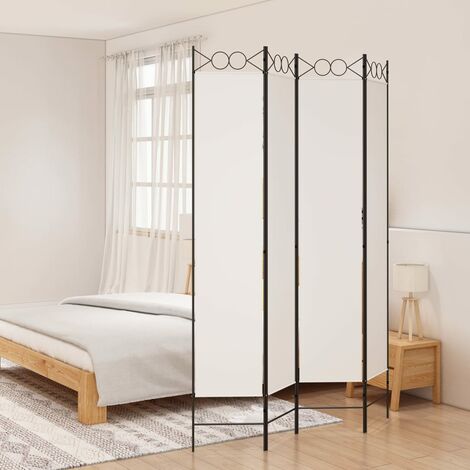 Paravent Cloison de séparation 4 panneaux - Séparateur de Jardin Blanc 160x220 cm Tissu BV443417 - BonneVie (1/5)