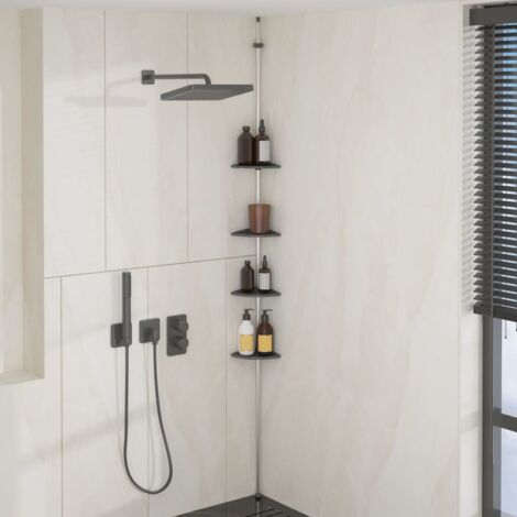 Étagère d'angle de douche télescopique à 4 niveaux  Étagère de salle de bain Argenté 77092