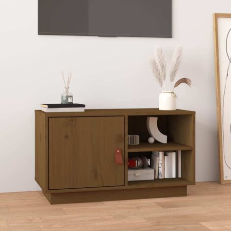 Meuble TV Banc TV Armoire de rangement Marron miel 70x34x40 cm Bois de pin massif 49388 (1/5)