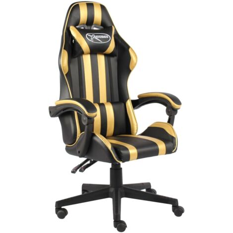 Fauteuil gamer Chaise gaming Fauteuil de jeux vidéo Noir et doré Similicuir 89367 (1/5)