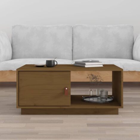 Table basse de salon, Table Café, Marron miel 80x50x35,5 cm Bois massif de pin OIB6148E (1/5)