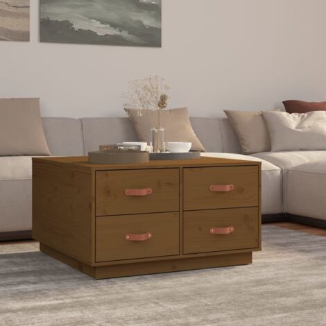 Table basse Table de salon Bout de canapé Marron miel 80x80x45 cm Bois massif de pin 18230 (1/5)