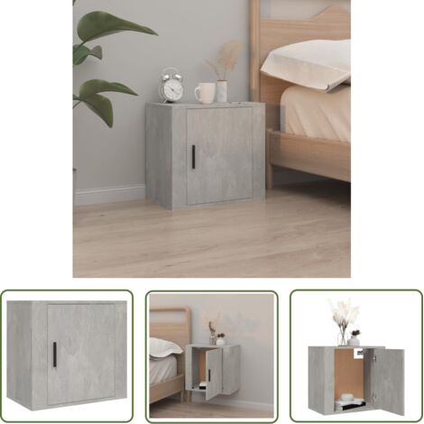 Table de chevet murale - Bout de Canapé Armoire De Rangement Gris béton 50x30x47 cm BV104380 - BonneVie (1/5)