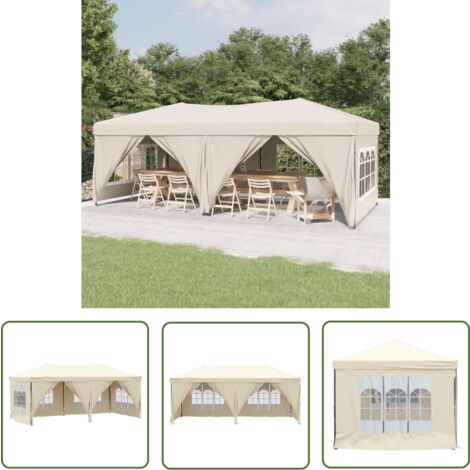 The Living Store Tente de réception pliable avec parois Crème 3x6 m - Tents De Jardin - Abri Jardin - Gazebo - Parasol - Chapiteau Pliables (1/7)