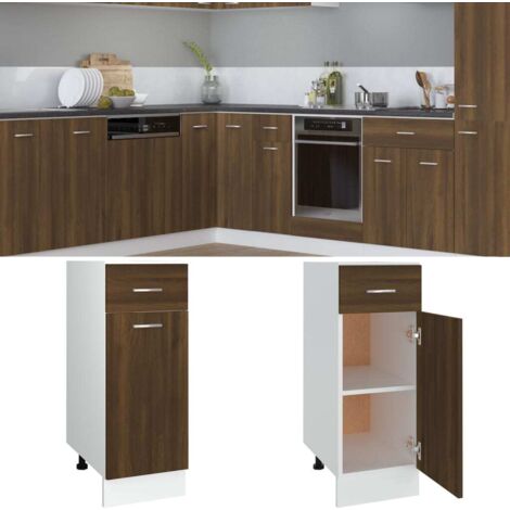 Armoire de plancher à tiroir Armoire de cuisine Meuble bas de Cuisine Chêne marron 30x46x81,5 cm 91121 (1/5)