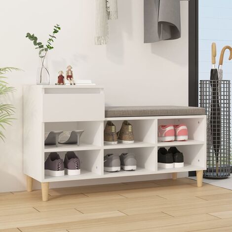 Meuble à Chaussures Armoire à Chaussures  Meuble d'entrée Blanc 102x36x60 cm Bois d'ingénierie 56504 (1/5)