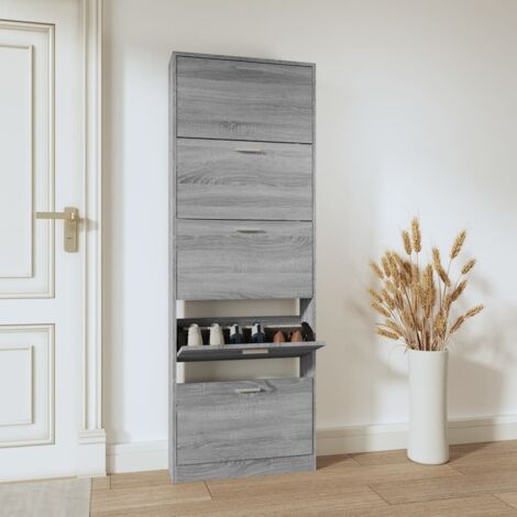 Meuble à Chaussures Armoire à Chaussures Meuble d'entrée Sonoma gris 59x17x169 cm Bois d'ingénierie 34618 (1/5)
