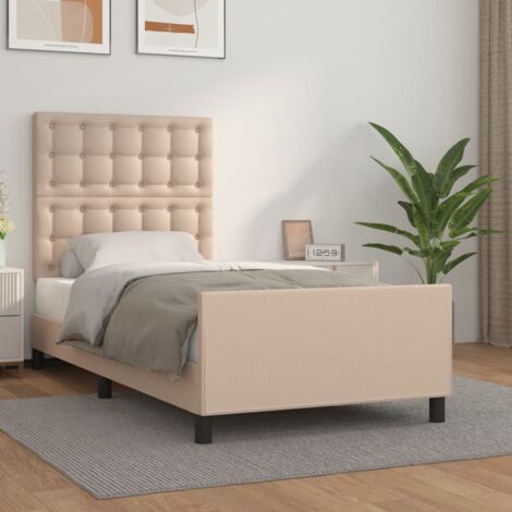 Lit adulte Contemporain avec tête de lit Cadre de lit Cappuccino 80x200 cm Similicuir 77381 (1/5)