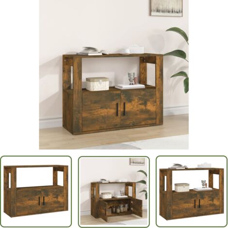 Buffet Commode Armoire Luxueux, pour Salon Chambre Entrée Cuisine, Chêne fumé 80x30x60 cm Bois d'ingénierie OIB6386E (1/5)