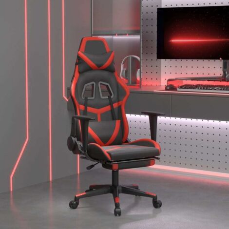 Fauteuil gamer Chaise de bureau - Fauteuil de jeu avec repose-pied Noir et rouge Similicuir BonneVie-68688 (1/5)