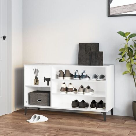 Meuble à Chaussures Armoire à Chaussures Meuble d'entrée Blanc brillant 102x36x60 cm Bois ingénierie 20490 (1/5)