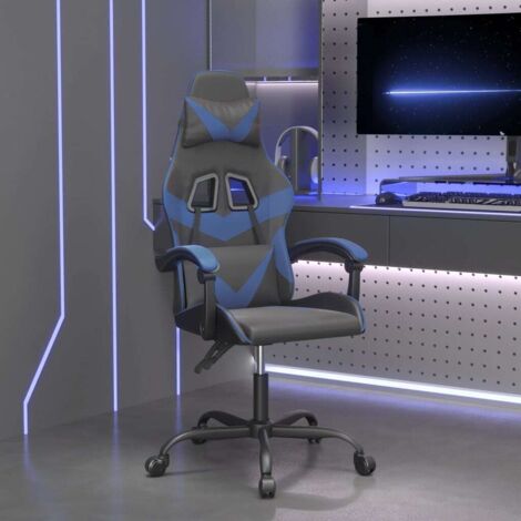 Fauteuil gamer Chaise de bureau - Fauteuil de jeu Noir et bleu Similicuir BonneVie-43233 (1/5)