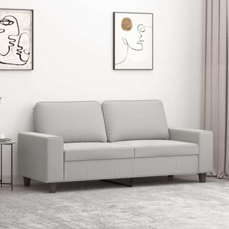 Canapé 2 places Canapé relax - Canapé de salon Gris clair 140 cm Tissu microfibre BV357062 - BonneVie (1/5)