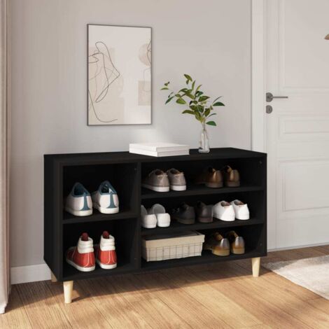 Meuble à Chaussures Armoire à Chaussures Meuble d'entrée Noir 102x36x60 cm Bois d'ingénierie 50496 (1/5)