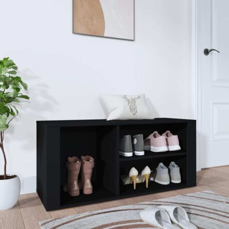 Meuble à Chaussures Armoire à Chaussures Meuble d'entrée Noir 100x35x45 cm Bois d'ingénierie 87930 (1/5)