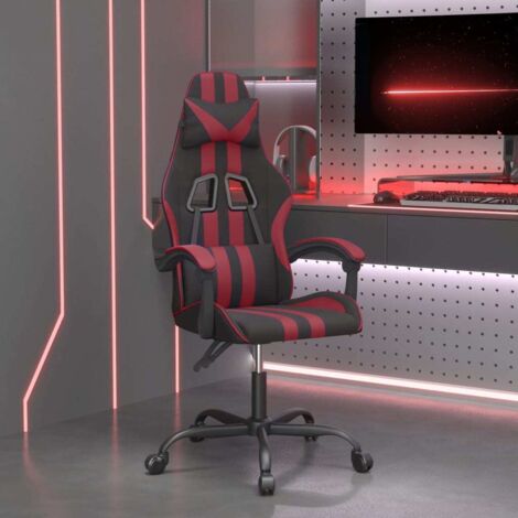 Chaise gaming pivotante Chaise de bureau Fauteuil gamer Noir et rouge bordeaux Similicuir 55319 (1/5)