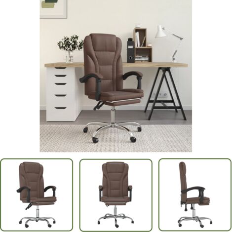 Chaise de bureau inclinable Fauteuil gamer - Chaise d'ordinateur Marron Similicuir BonneVie-36568 (1/5)