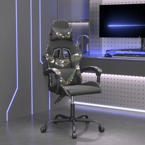 Fauteuil gamer Chaise de bureau - Fauteuil de jeu Noir et camouflage Similicuir BonneVie-27477 (1/5)