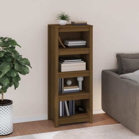 Bibliothèque Meuble de Rangement Meuble Étagère Marron miel 50x35x125,5 cm Bois de pin massif 58924 (1/5)