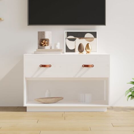 Meuble TV Banc TV Armoire de rangement Blanc 90x40x60 cm Bois de pin massif 24288 (1/5)