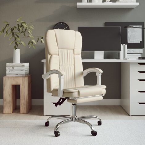 Chaise de bureau inclinable Fauteuil gamer - Chaise d'ordinateur Crème Similicuir BonneVie-98779 (1/5)