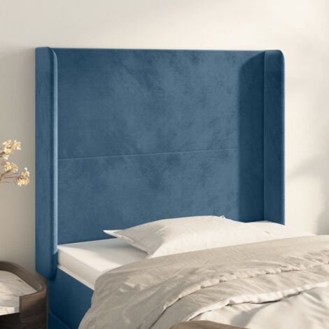 Tête de lit avec oreilles Style Classique Armoire de lit - Bleu foncé 83x16x118/128 cm Velours BV813470 - BonneVie (1/5)