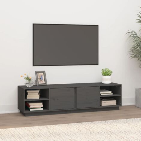 Meuble TV Banc TV Armoire de rangement Gris 156x40x40 cm Bois de pin massif 10999 (1/5)