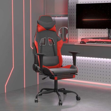 Fauteuil gamer de massage Chaise de bureau - Fauteuil de jeu avec repose-pied Noir&Rouge Similicuir BonneVie-21777 (1/5)