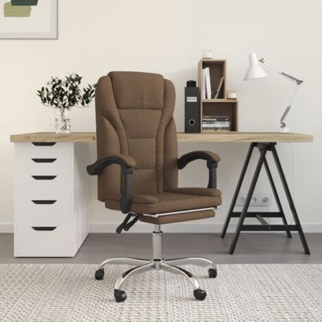Chaise de bureau inclinable marron dossier ergonomique tissu
