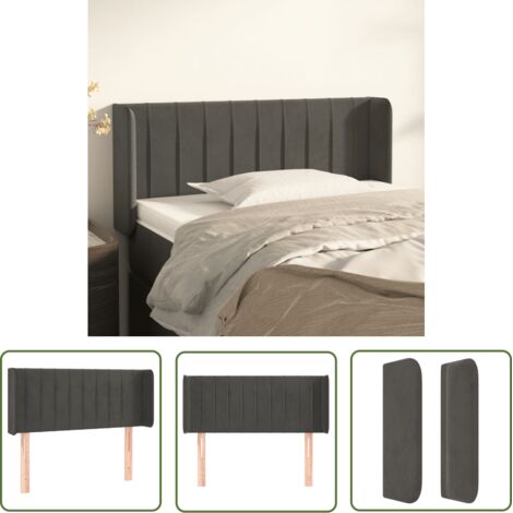 Tête de lit avec oreilles, Résistante et économique, Panneau de lit, Gris foncé 103x16x78/88 cm Velours OIB2098E (1/5)