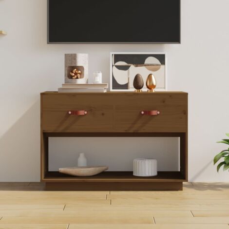 Meuble TV Banc TV Armoire de rangement Marron miel 90x40x60 cm Bois de pin massif 41096 (1/5)