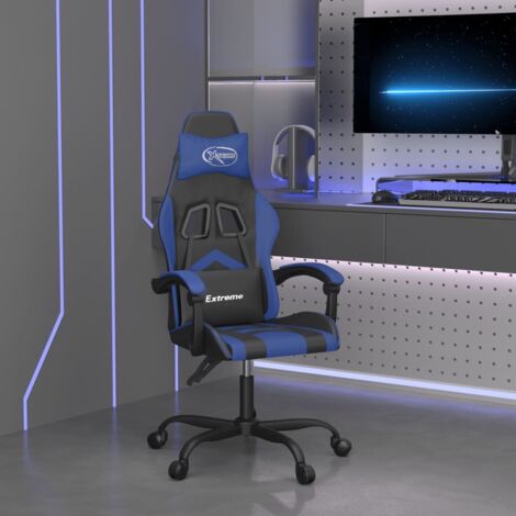 Fauteuil gamer Chaise de bureau - Fauteuil de jeu Noir et bleu Similicuir BonneVie-49592 (1/5)