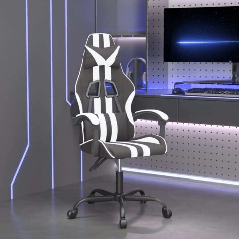 Fauteuil gamer pivotante Chaise de bureau - Fauteuil de jeu Noir et blanc Similicuir BonneVie-32883 (1/5)
