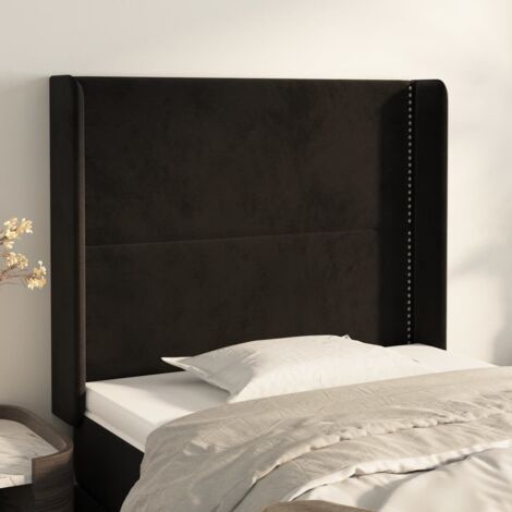 Tête de lit avec oreilles Armoire de tête de lit Noir 103x16x118/128 cm Velours 40032 (1/5)