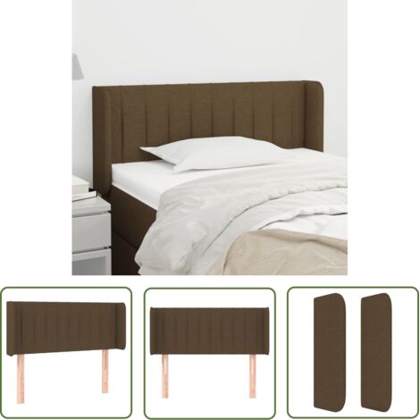 The Living Store Tête de lit avec oreilles Marron Foncé 83x16x78/88 cm Tissu - Tête De Lit - Têtière De Lit - Literie - Meuble De Chambre - Décoration Chambre (1/5)