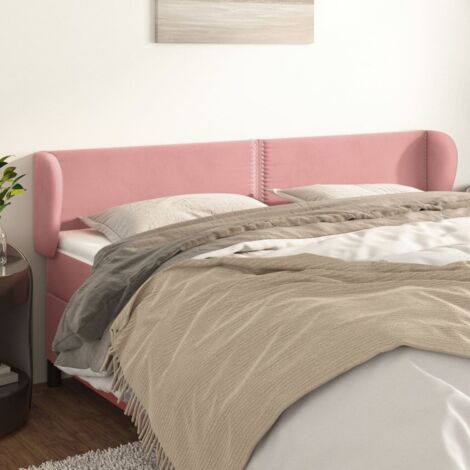 Tête de lit avec oreilles Style Classique Armoire de lit - Rose 163x23x78/88 cm Velours BV663051 - BonneVie (1/5)