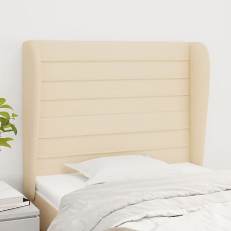 Tête de lit avec oreilles, Résistante et économique, Panneau de lit, Crème 83x23x118/128 cm Tissu OIB2691E (1/5)