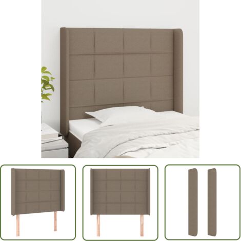 The Living Store Tête de lit avec oreilles Taupe 103x16x118/128 cm Tissu - Tête De Lit - Têtière De Lit - Literie - Meuble De Chambre - Décoration Chambre (1/5)