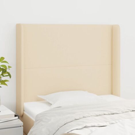 Tête de lit avec oreilles Armoire de tête de lit Crème 93x16x118/128 cm Tissu 24047 (1/5)