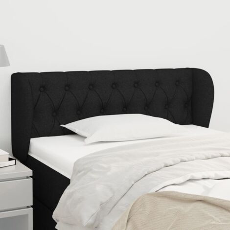 Tête de lit avec oreilles Armoire de tête de lit Noir 93x23x78/88 cm Tissu 22012 (1/5)