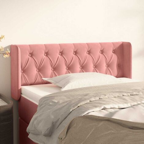 Tête de lit avec oreilles Armoire de tête de lit Rose 93x16x78/88 cm Velours 86457 (1/5)
