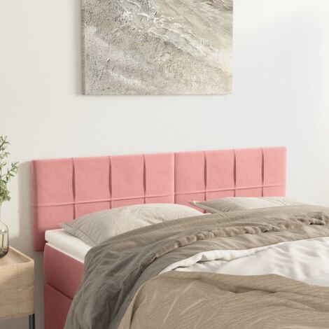 Têtes de lit 2 pcs Armoire de tête de lit Rose 72x5x78/88 cm Velours 95966 (1/5)