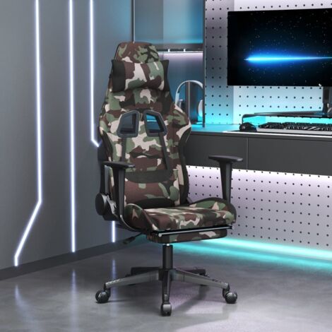 Fauteuil gamer Chaise de bureau - Fauteuil de jeu avec repose-pied Camouflage et noir Tissu BonneVie-40581 (1/5)