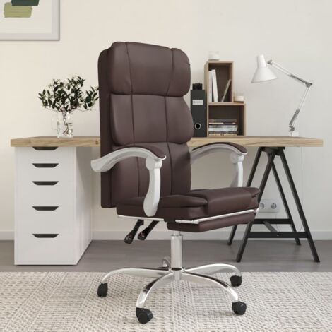 Chaise de bureau inclinable Fauteuil gamer - Chaise d'ordinateur Marron Similicuir BonneVie-35475 (1/5)