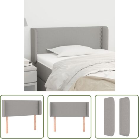 The Living Store Tête de lit avec oreilles Gris clair 103x16x78/88 cm Tissu - Tête De Lit - Têtière De Lit - Literie - Meuble De Chambre - Décoration Chambre (1/5)