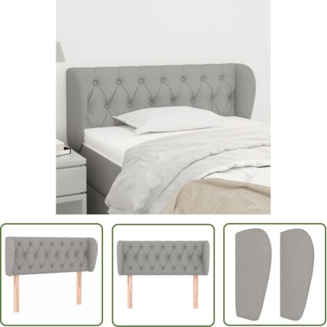 The Living Store Tête de lit avec oreilles Gris clair 93x23x78/88 cm Tissu - Tête De Lit - Têtière De Lit - Literie - Meuble Chambre - Décoration Chambre (1/5)